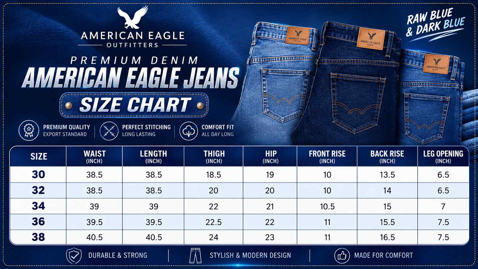 American Eagle Men's Slim Fit Jeans | Premium Export Quality Full Size